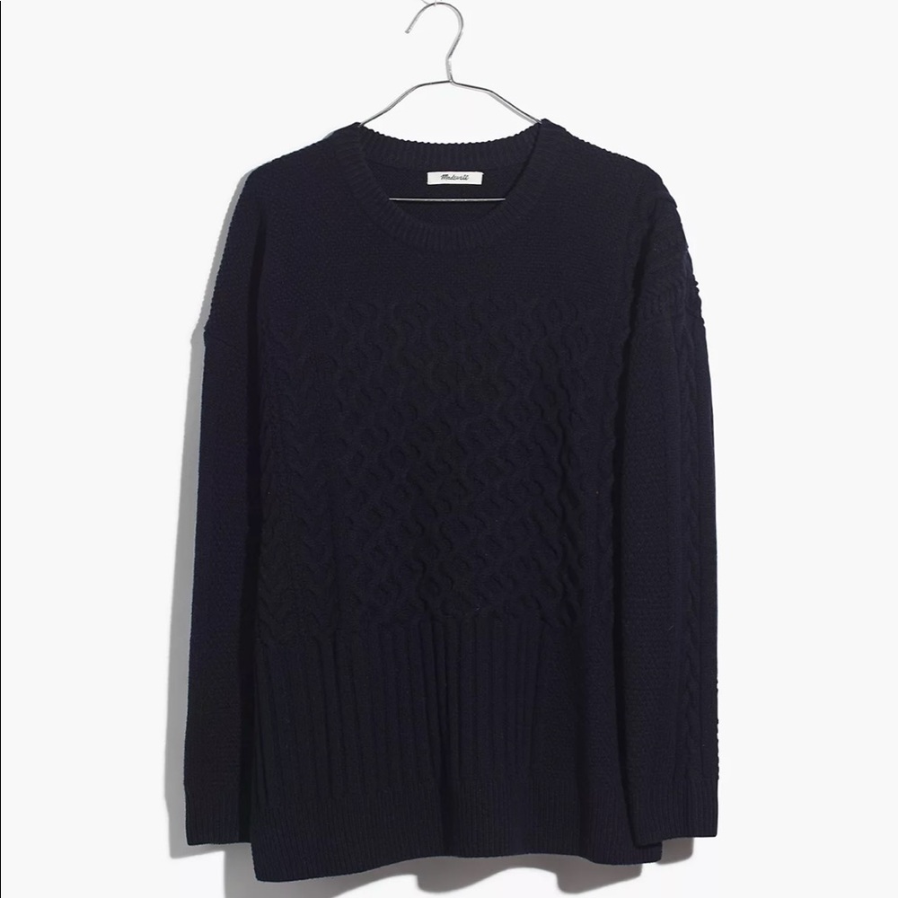 Madewell Patchwork Cableknit Tunic Sweater